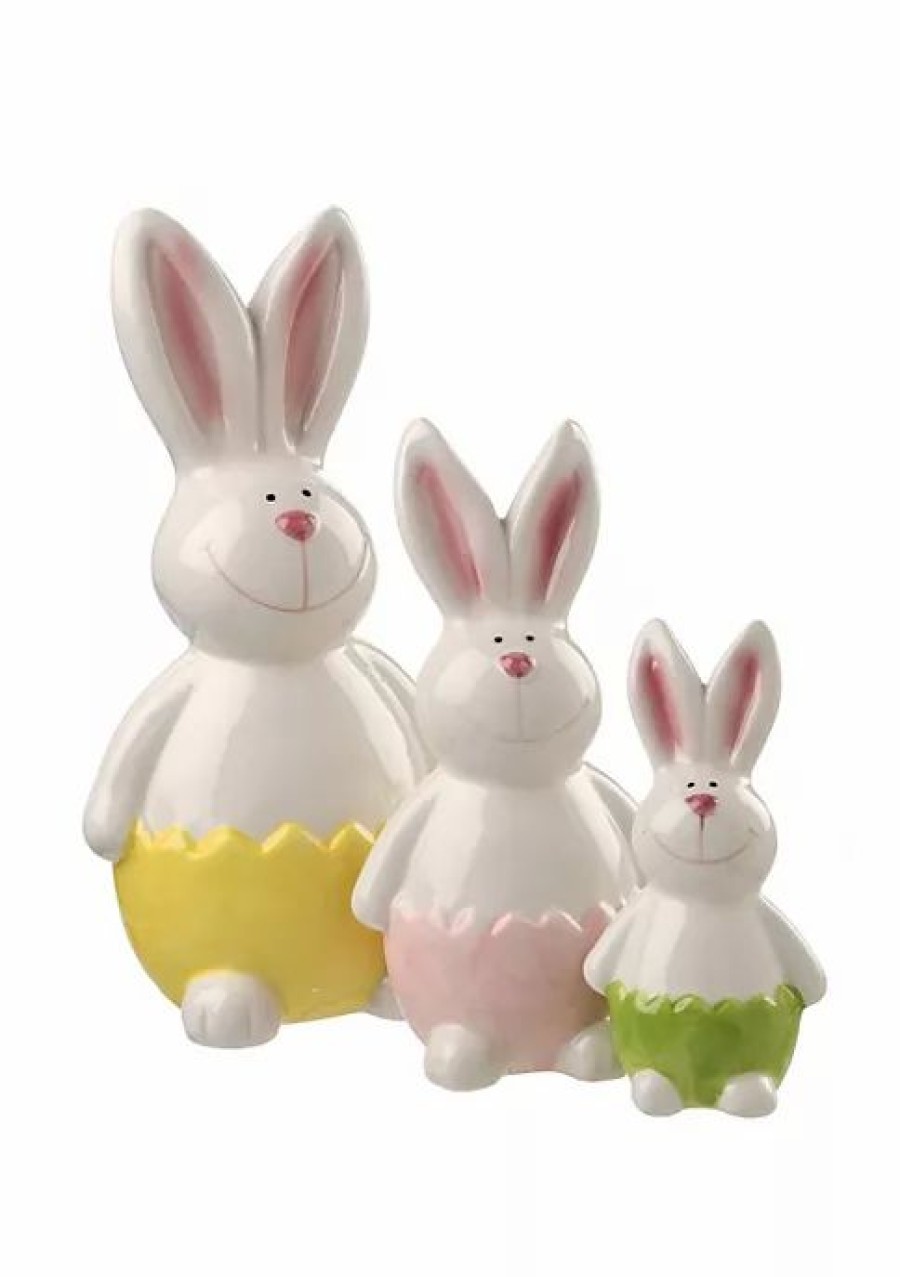 Home * | Cheapest National Tree Set Of 3 And Green Bunny Rabbit Trio Easter Egg Decor 9 Yellow