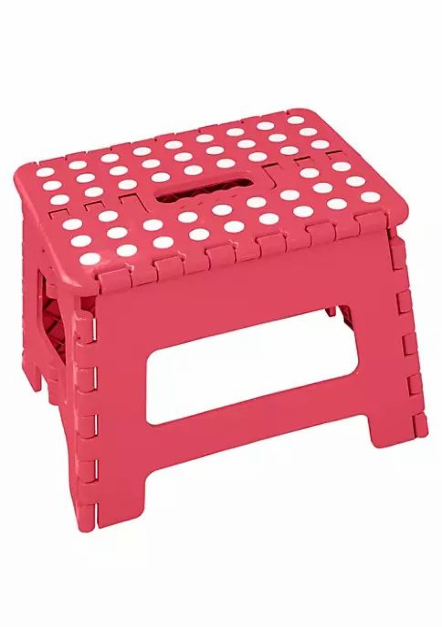 Home * | Hot Sale Lexi Home Foldable Space Saving Step Stool 9 Inch Red