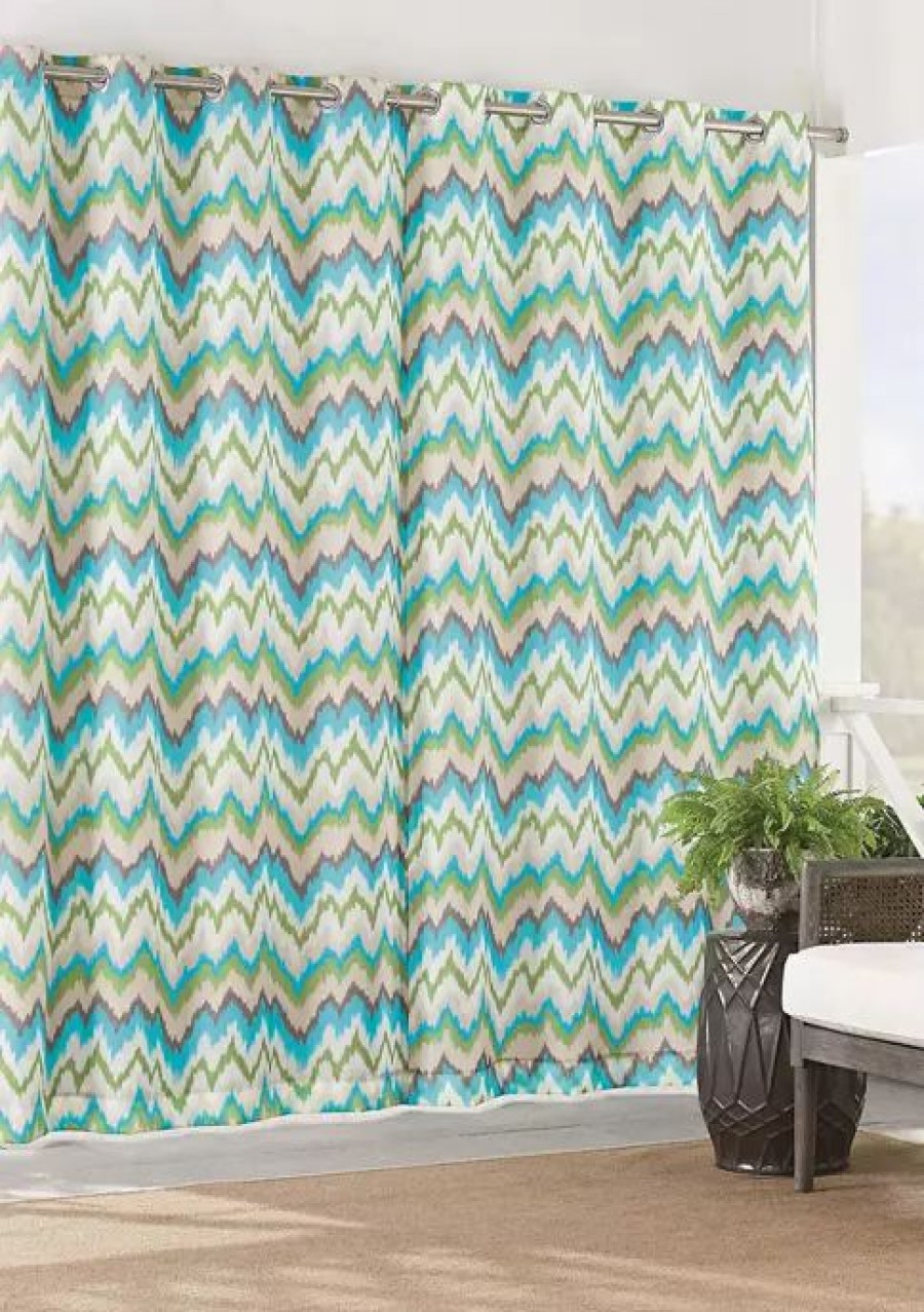 Home * | Coupon Waverly Sun N Shade Borderline Curtain Panel Oasis