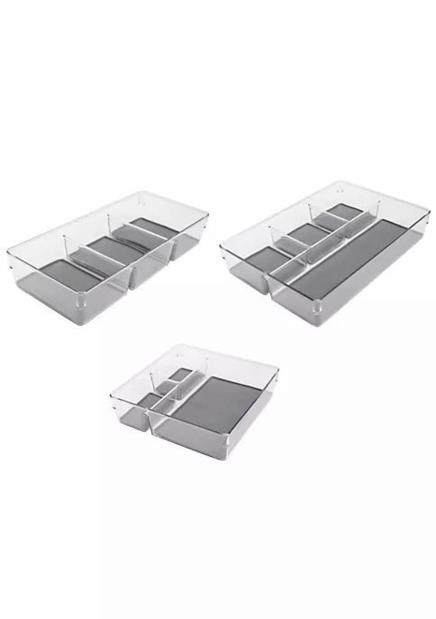 Home * | Cheapest Lexi Home Eco Conscious Multi Compartment Acrylic Organizer Trays Set Of 3 Assorted Organizers Clear