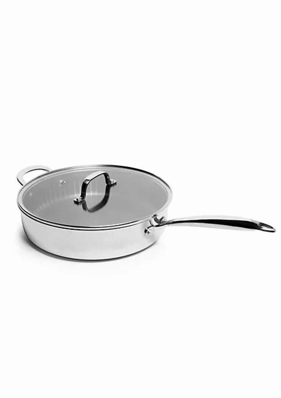 Home * | Budget Lexi Home Diamond Tri-Ply Kitchen 4.2 Qt. Saute Pan With Glass Lid Nonstick Heat Resistant Kitchen Cookware Stainless Steel