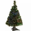 Trees * | Best Deal National Tree 24 Pre-Lit Ice Artificial Fiber Optic Christmas Tree Multicolor Led Lights Green