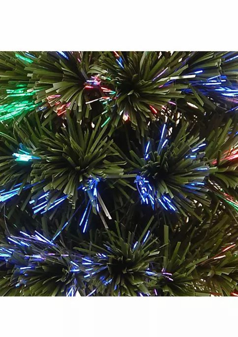 Trees * | Best Deal National Tree 24 Pre-Lit Ice Artificial Fiber Optic Christmas Tree Multicolor Led Lights Green