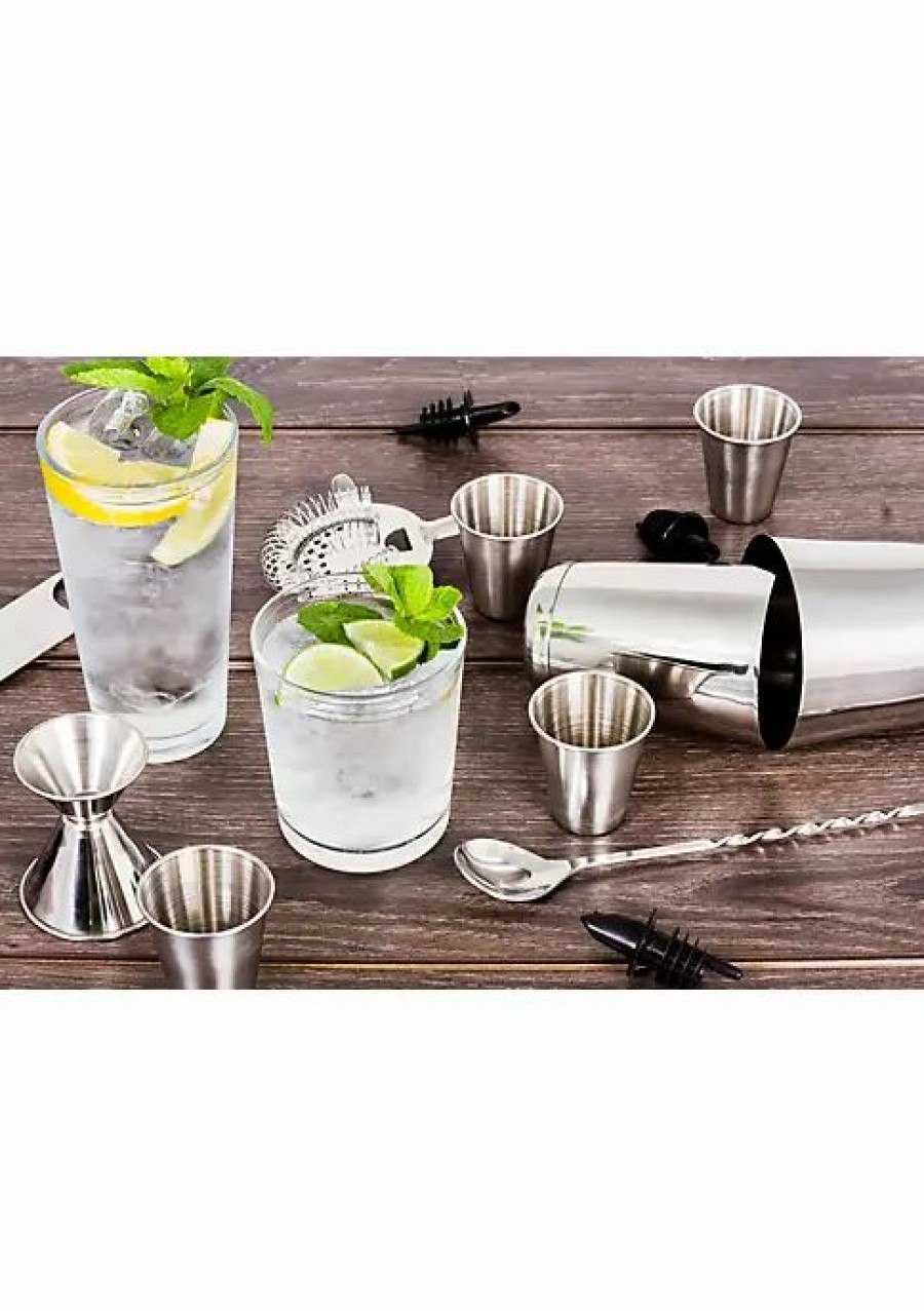 Home * | Best Deal Lexi Home Wine And Cocktail Mixing Bar Set With Essential Barware Tools (16-Piece ) Stainless Steel