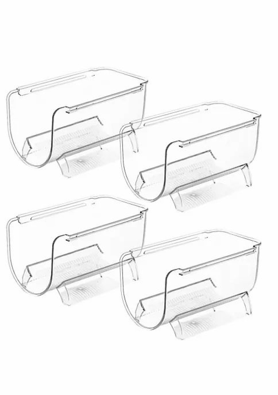 Home * | Promo Lexi Home Eco Conscious Acrylic Fridge And Cabinet Wine Holder Organizer Set Of 4 Clear