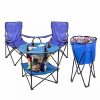 Home * | Discount Lexi Home Durable 4Pc Outdoor Picnic Set Folding Table, Folding Chairs And Chest Cooler Blue