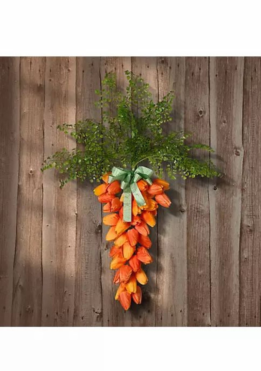 Home * | Promo National Tree And Green Tulip Bulbs Carrot Wall Decor 31 X 10 Orange