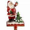 Home * | Outlet National Tree 6.5 And Green Santa Holding Lantern Christmas Stocking Holder Red