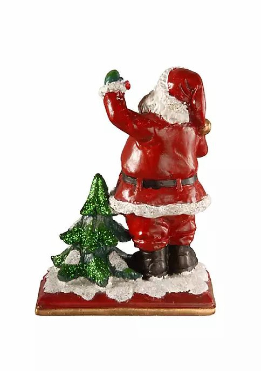 Home * | Outlet National Tree 6.5 And Green Santa Holding Lantern Christmas Stocking Holder Red