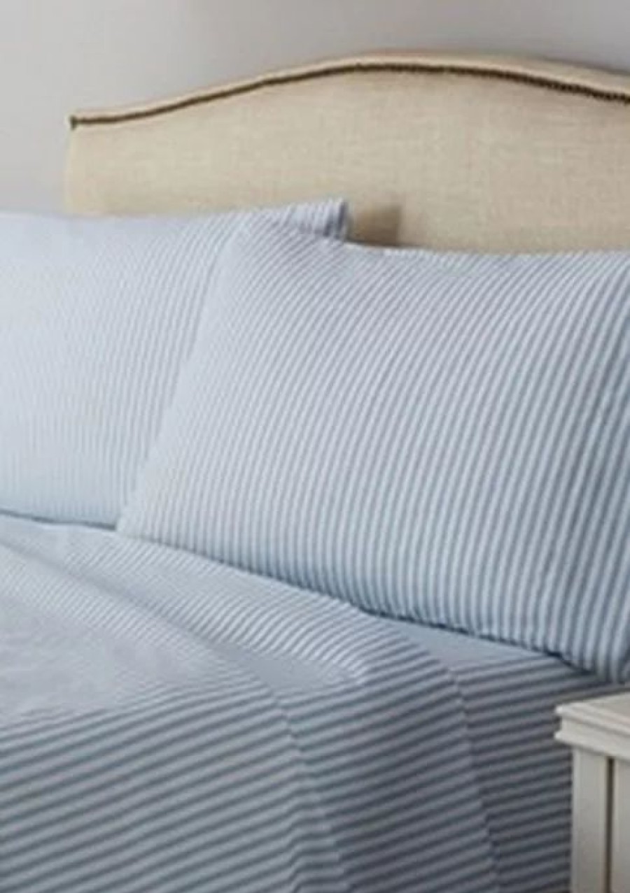 Bed & Bath * | Best Pirce Waverly Ticking Stripe Sheet Set Light Blue