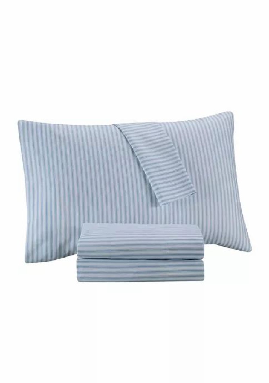 Bed & Bath * | Best Pirce Waverly Ticking Stripe Sheet Set Light Blue