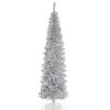 Trees * | Hot Sale National Tree 6 Pencil Tinsel Artificial Christmas Tree Unlit Lights Silver