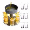 Home * | Best Sale Lexi Home 6 Shot Liquor Dispenser/Holder Set With 6 Shot Acrylic Glasses Grey Dispenser With Clear Acrylic Shot Glasses