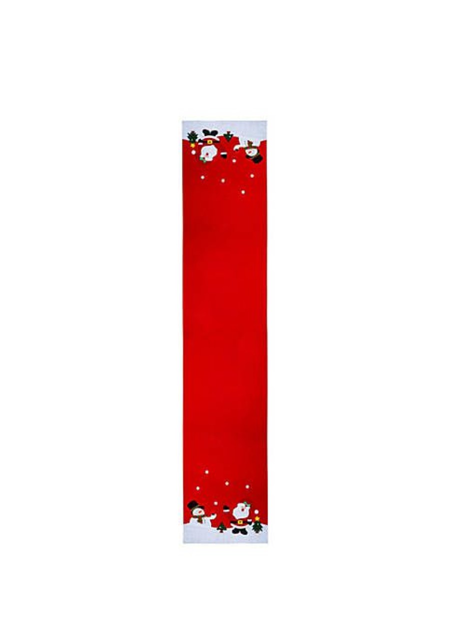 Holiday * | Brand New Lexi Home 70 Inch Festive Santa And Friends Christmas Table Runner Red