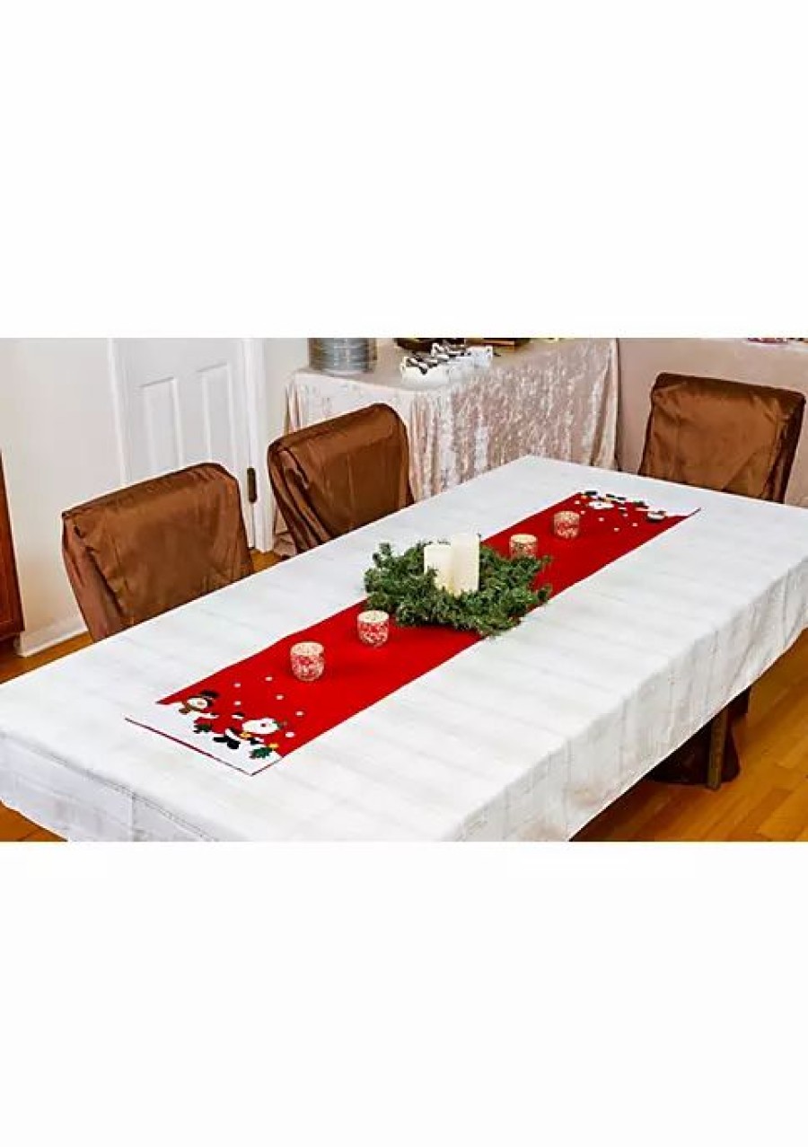 Holiday * | Brand New Lexi Home 70 Inch Festive Santa And Friends Christmas Table Runner Red