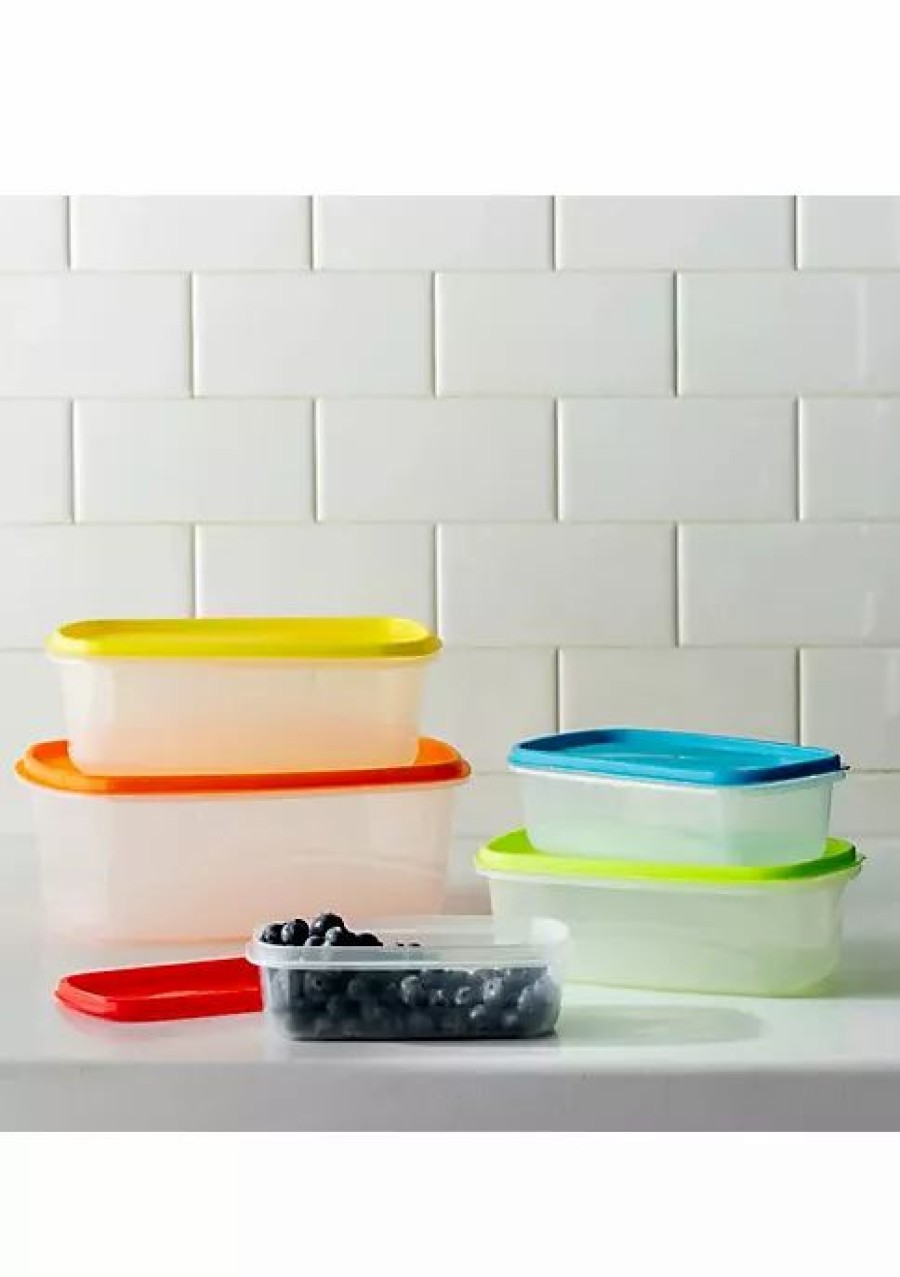 Home * | Coupon Lexi Home 10 Pc. Nested Rectangular Plastic Food Storage Set With Color Lids Multi