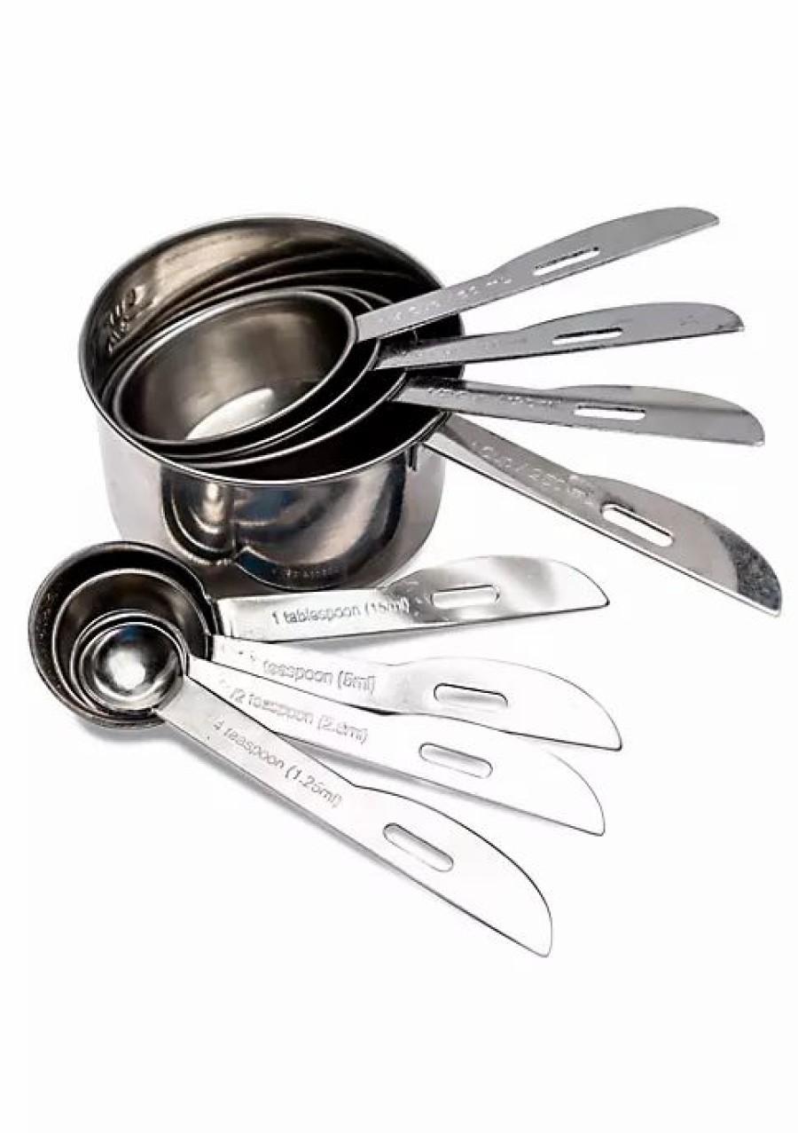 Home * | Top 10 Lexi Home 8 Pc. Stainless Steel Measuring Cup And Spoon Set Nickel/Silver