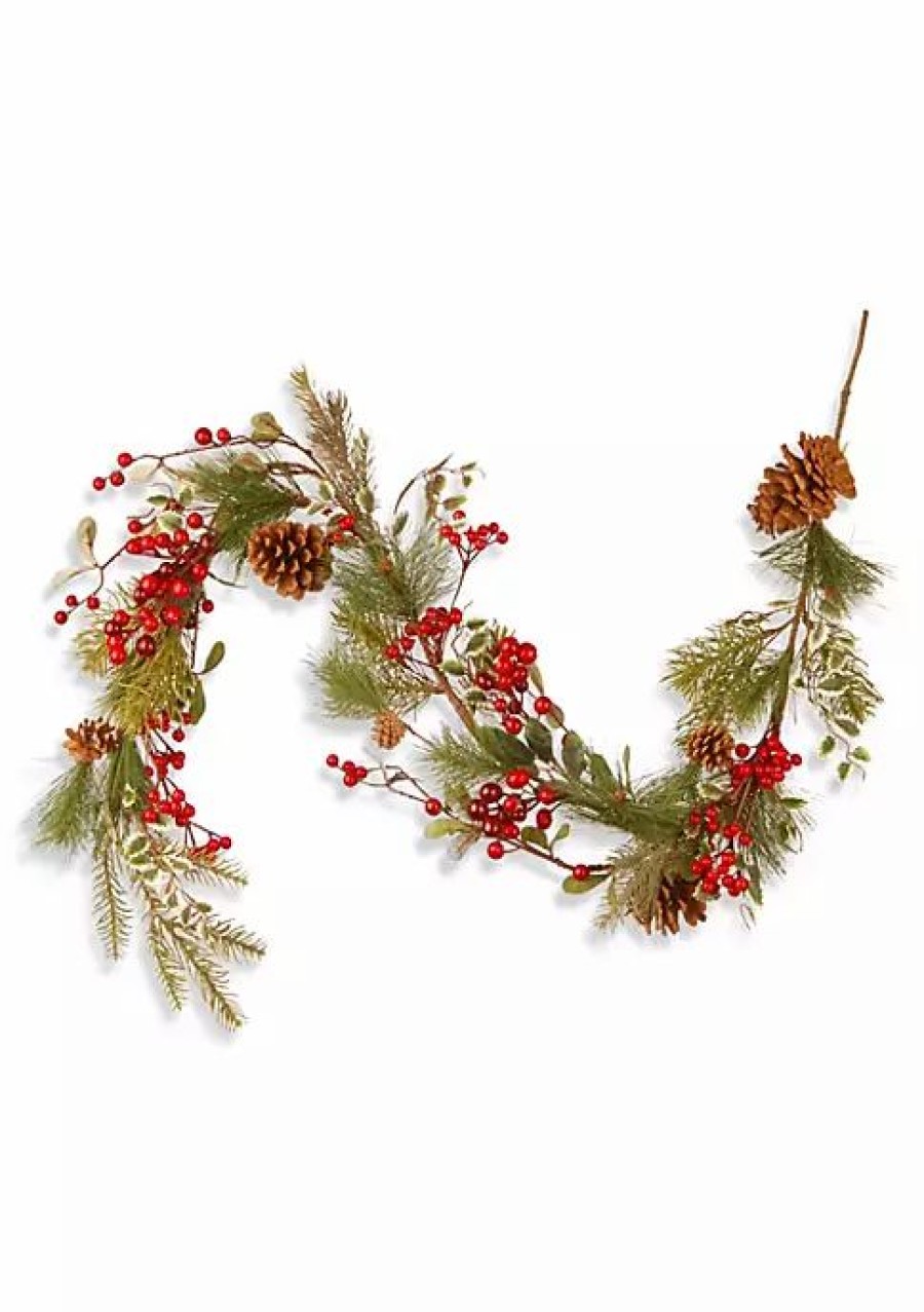 Holiday * | Deals National Tree 5 And Red Berry Artificial Christmas Garland Unlit Green