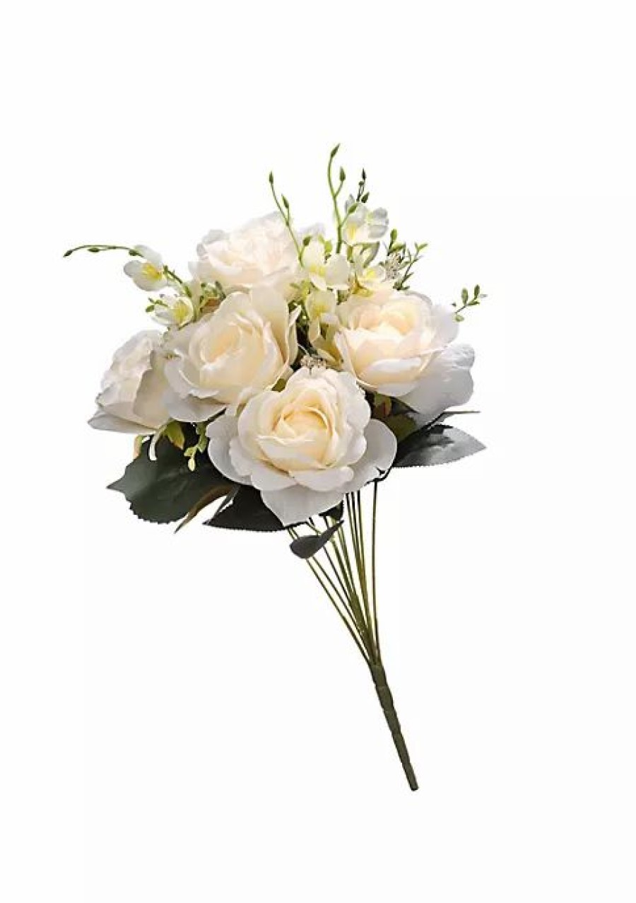 Home * | Cheapest National Tree 19 Cream Artificial Rose Flower Bouquet White