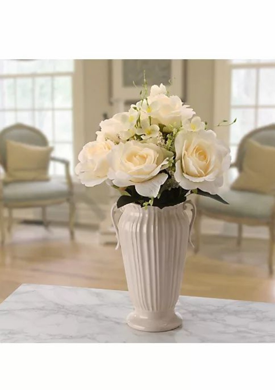 Home * | Cheapest National Tree 19 Cream Artificial Rose Flower Bouquet White