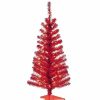 Trees * | Coupon National Tree 4 Pre-Lit Medium Tinsel Artificial Christmas Tree Clear Lights Red