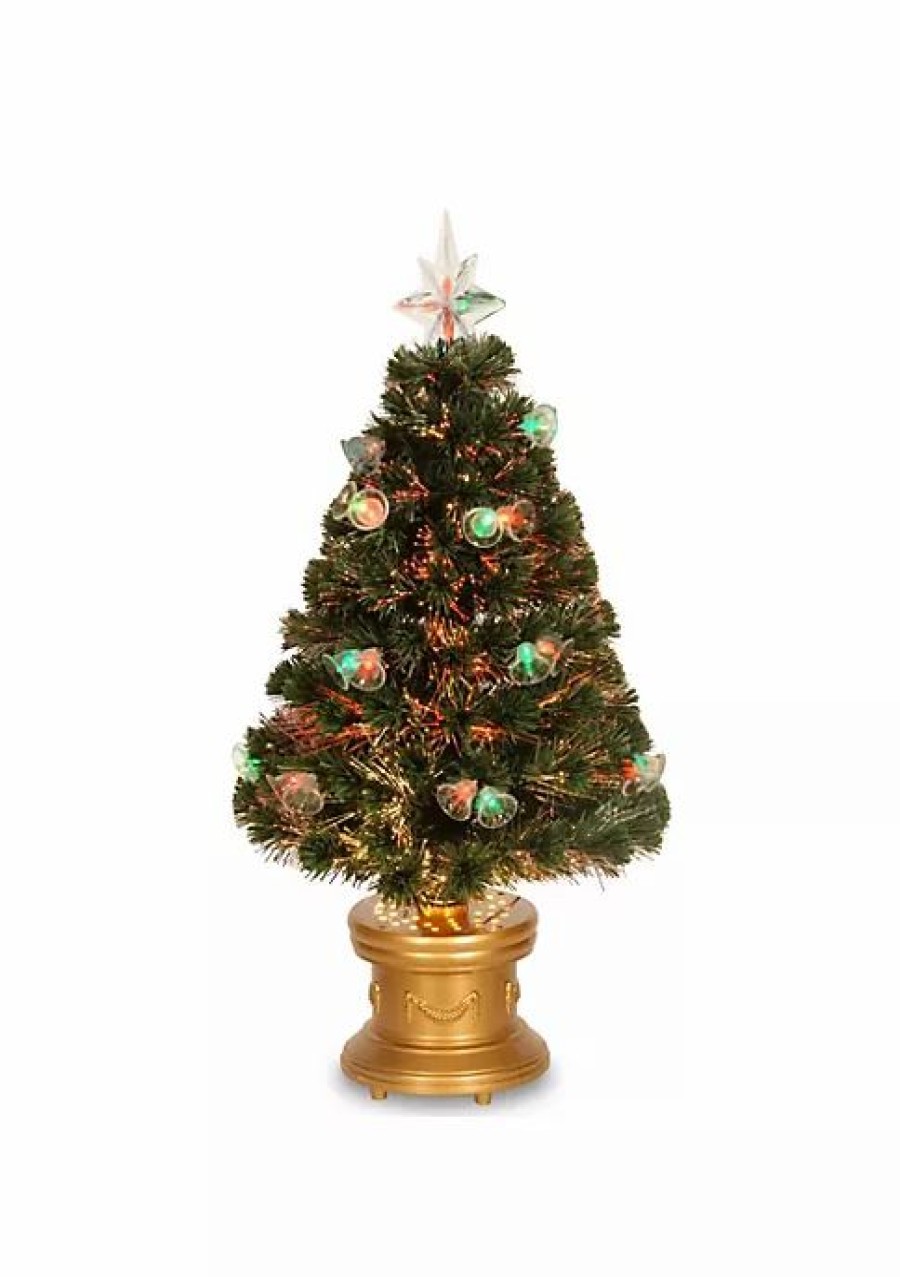 Trees * | Outlet National Tree 36 And Gold Double Bell Christmas Tree Tabletop Decor Green