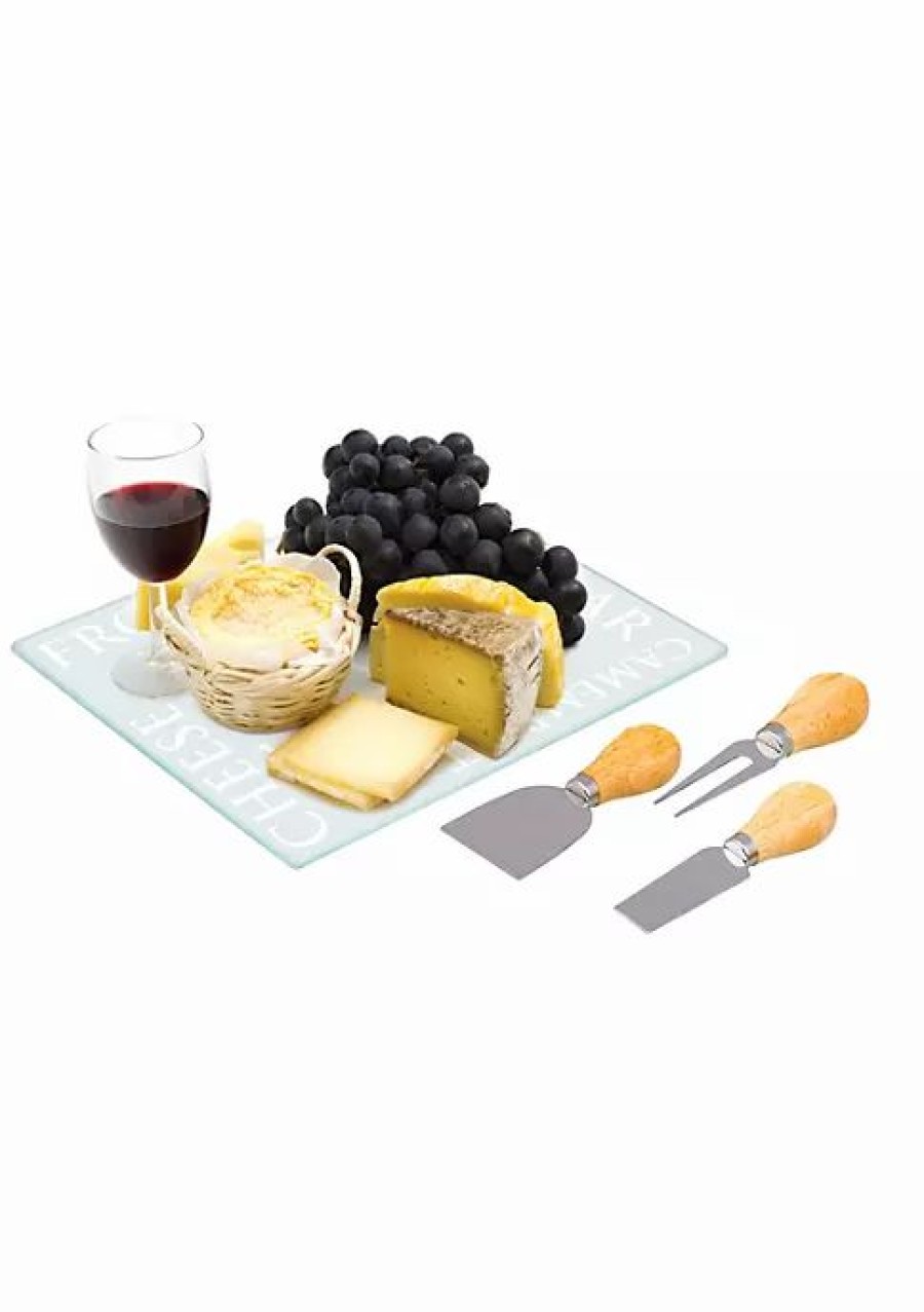 Home * | Buy Lexi Home Glass 4 Pc. Glass Charcuterie And Cheese Board Set Multi