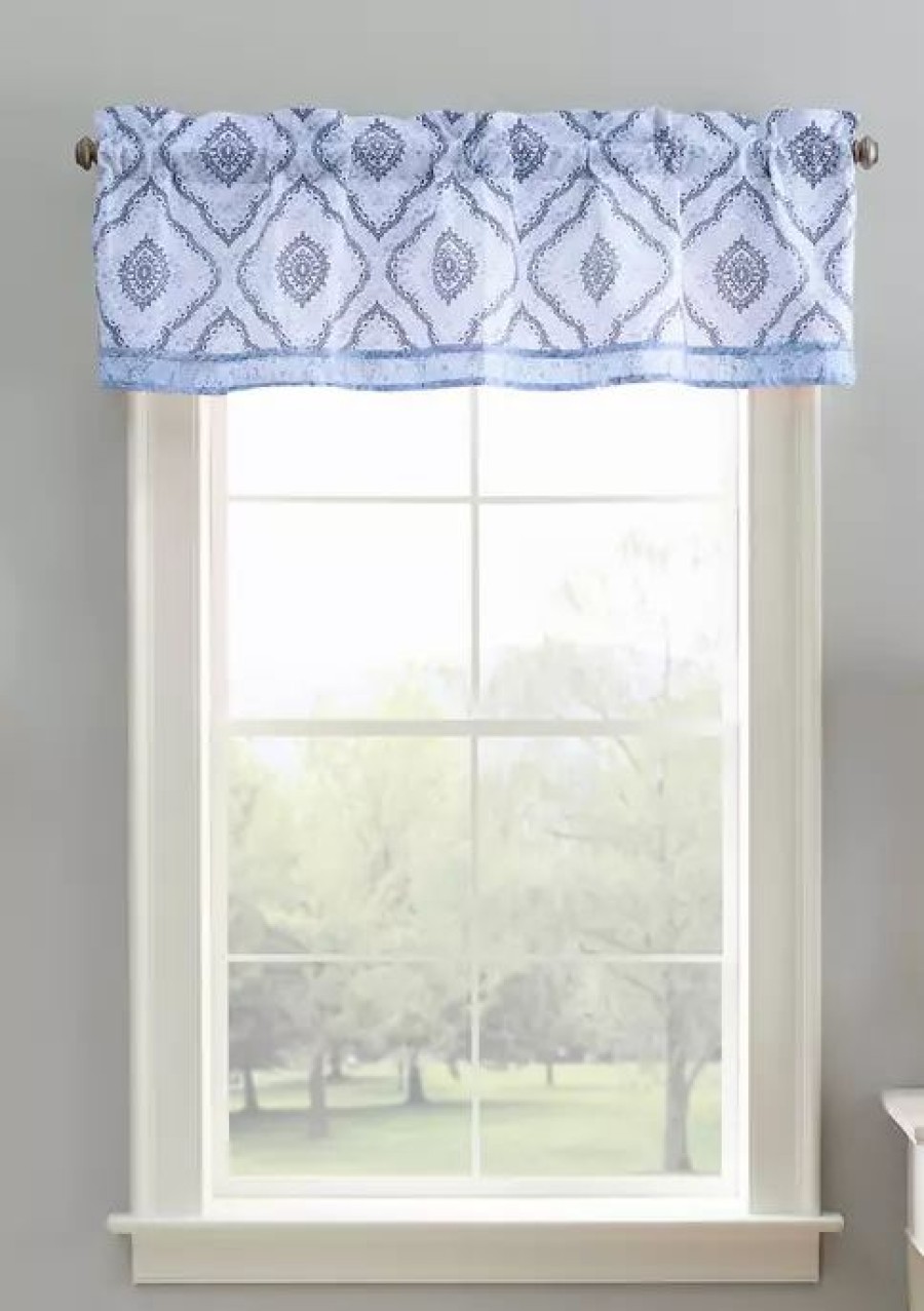 Home * | Best Pirce Waverly Curves Ahead Tailored 1-50 Valance Blue Fog