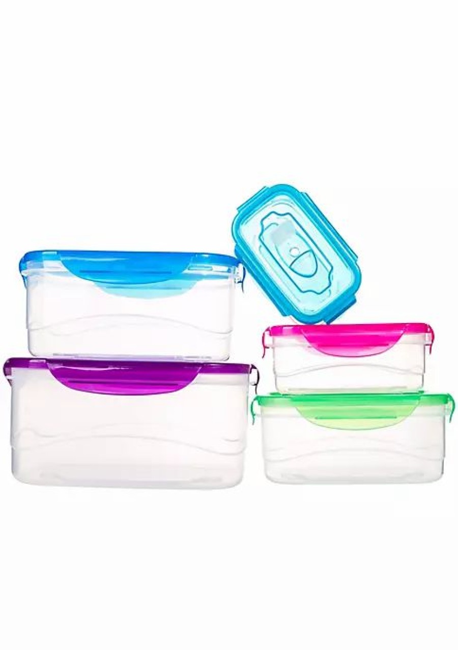 Home * | Best Sale Lexi Home Rectangular Lock-And Seal Plastic 5 Container Food Storage Set Multi