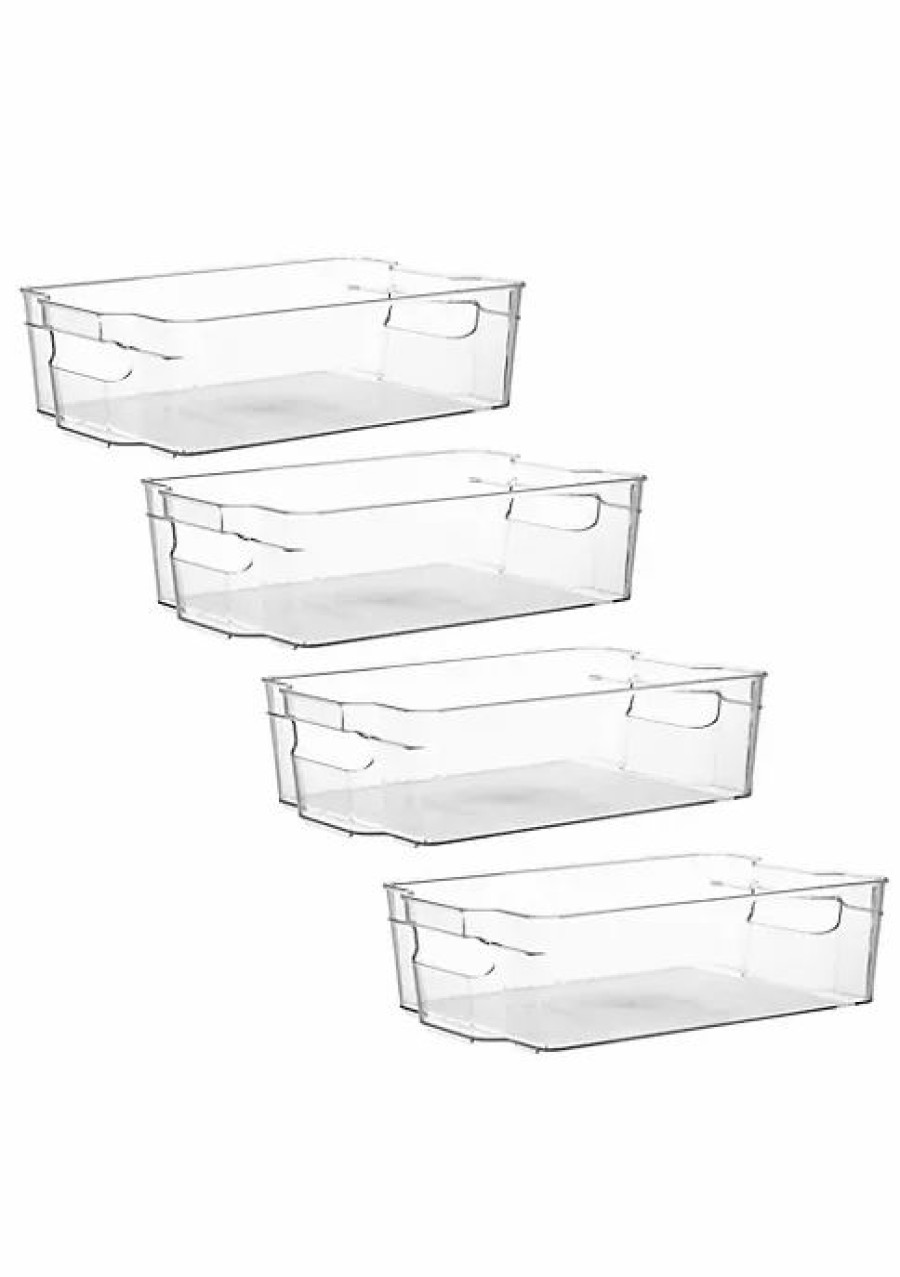 Home * | Top 10 Lexi Home Eco Conscious Acrylic Fridge Organizer Tray Set Of 4 Clear