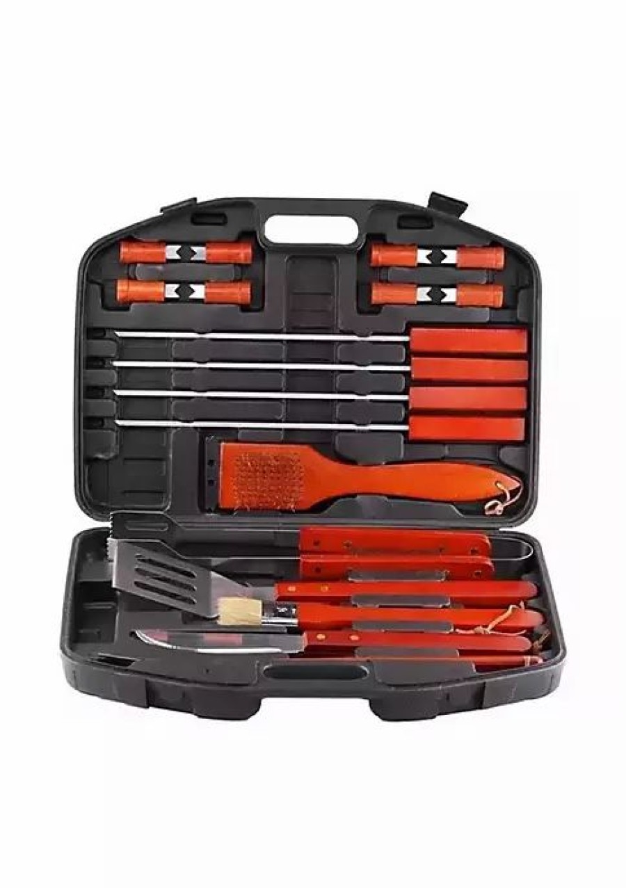 Home * | Hot Sale Lexi Home Bbq Tool Set W/ Case 18 Pc Maple Handles