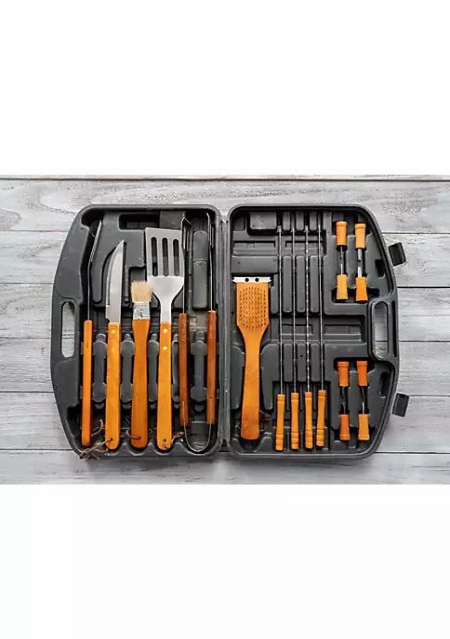 Home * | Hot Sale Lexi Home Bbq Tool Set W/ Case 18 Pc Maple Handles