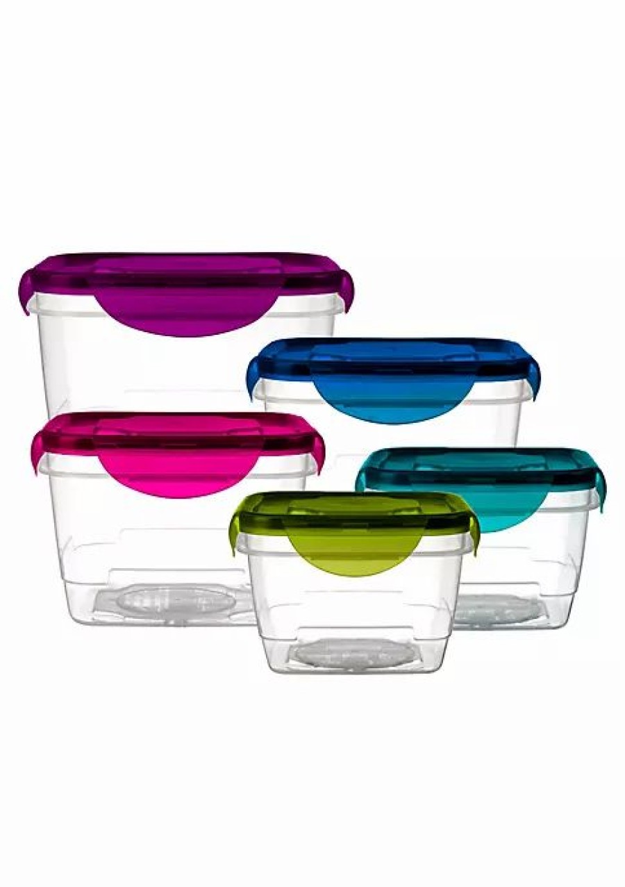 Home * | Top 10 Lexi Home Square Lock-And Seal Plastic 5 Container Food Storage Set Multi