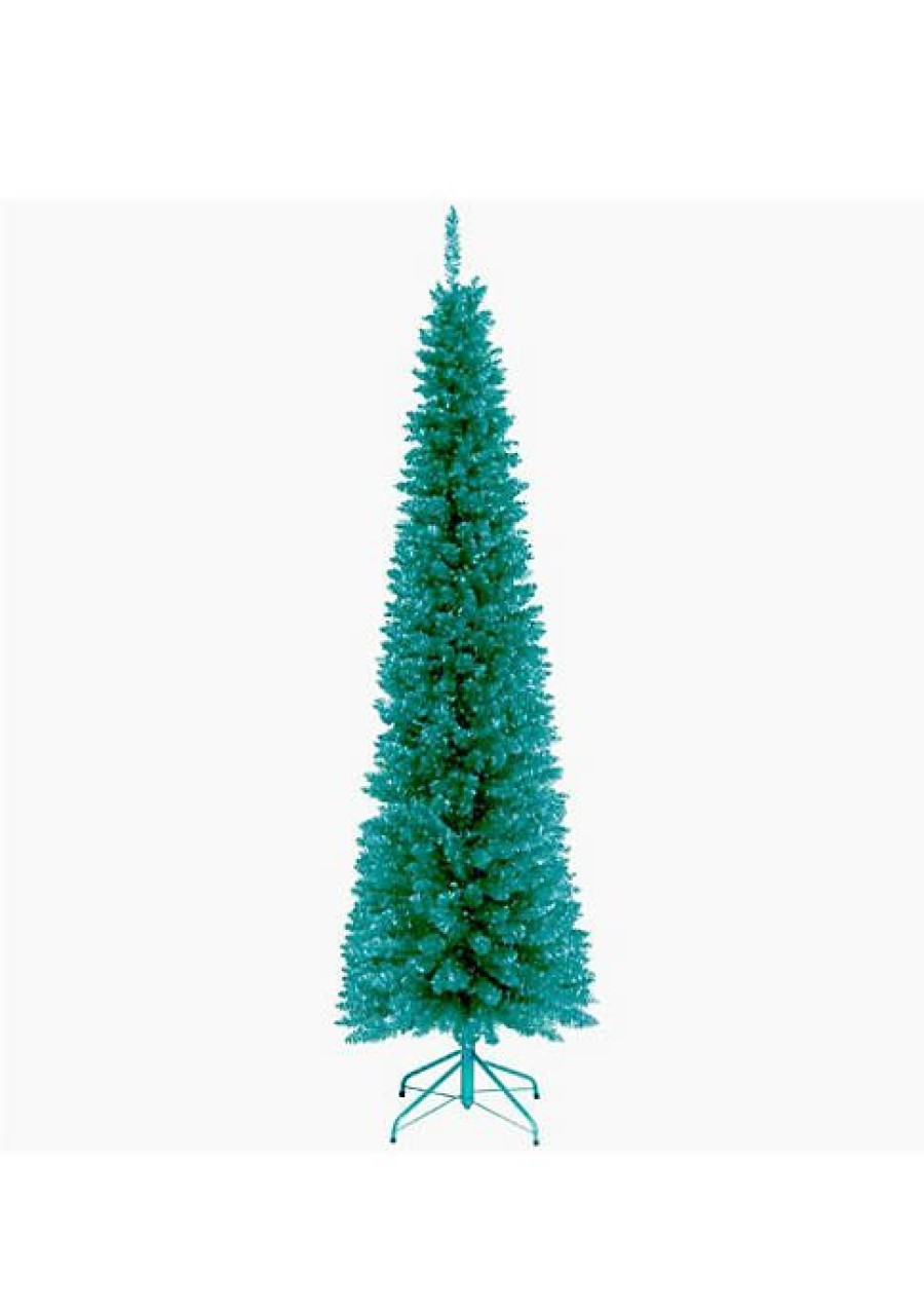 Trees * | Best Deal National Tree 6 Turquoise Tinsel Artificial Christmas Tree Unlit Lights Green