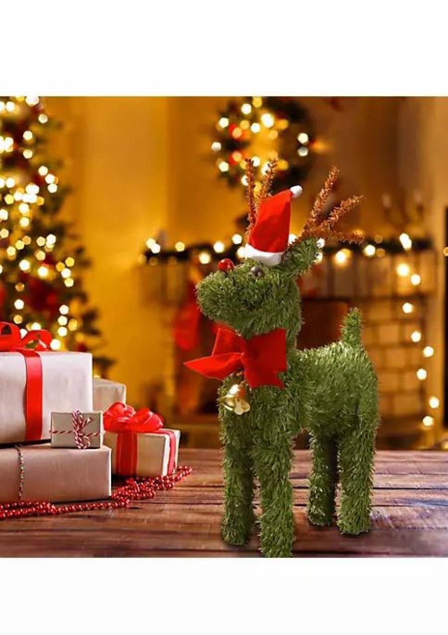 Christmas * | Top 10 National Tree 12 And Red Unlit Ever Reindeer Christmas Tabletop Decor Green