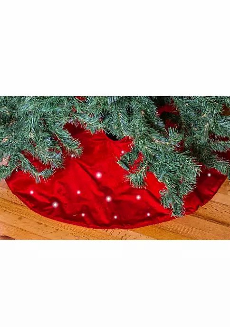 Home * | Best Reviews Of Lexi Home 36 In. Velvet Led Lighted Tree Christmas Tree Skirt Red