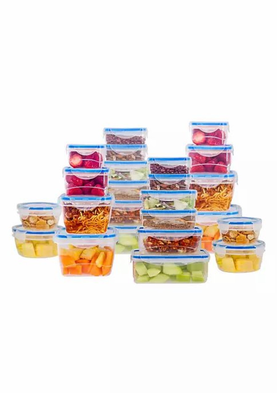 Home * | Hot Sale Lexi Home Durable Meal Prep Plastic Food Containers With Snap Lock Lids Set Of 48 Blue