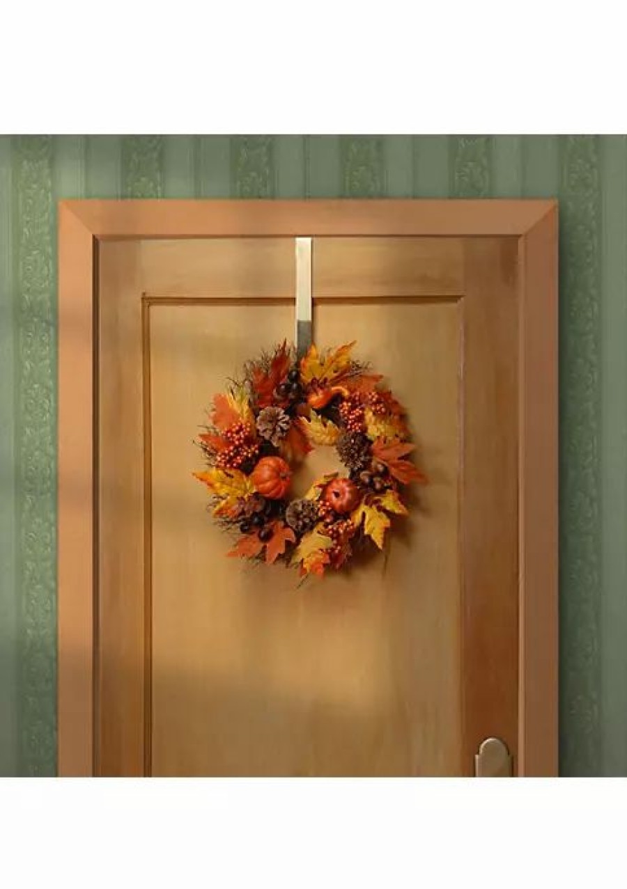 Home * | Best Sale National Tree Pumpkins And Maple Leaves Halloween Wreath And Yellow 16-Inch Orange