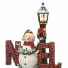 Home * | Best Sale National Tree 12 And White Led Lighted Snowman With Lamppost Christmas Tabletop Decor Red