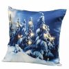 Holiday * | Outlet National Tree 17 And White Winter Scene Square Pillow With Led Lights Blue