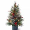 Christmas * | Cheap National Tree 2 Pre-Lit Colonial Potted Mixed Pine Medium Artificial Christmas Tree Warm White Led Lights Green