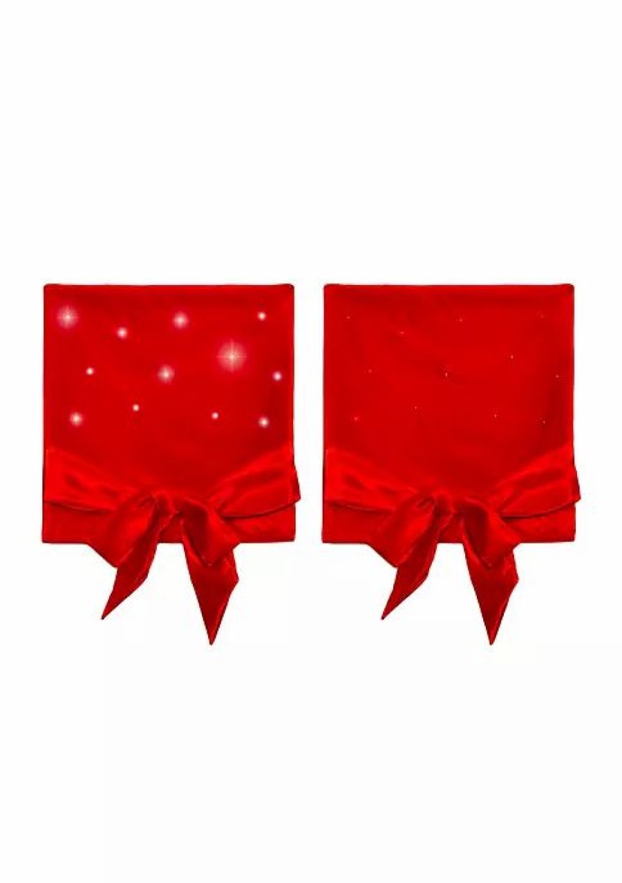 Home * | Top 10 Lexi Home Festive Christmas Holiday Decorations Set Of 4 Led Lights Dining Room Chair Covers Red Led Lights