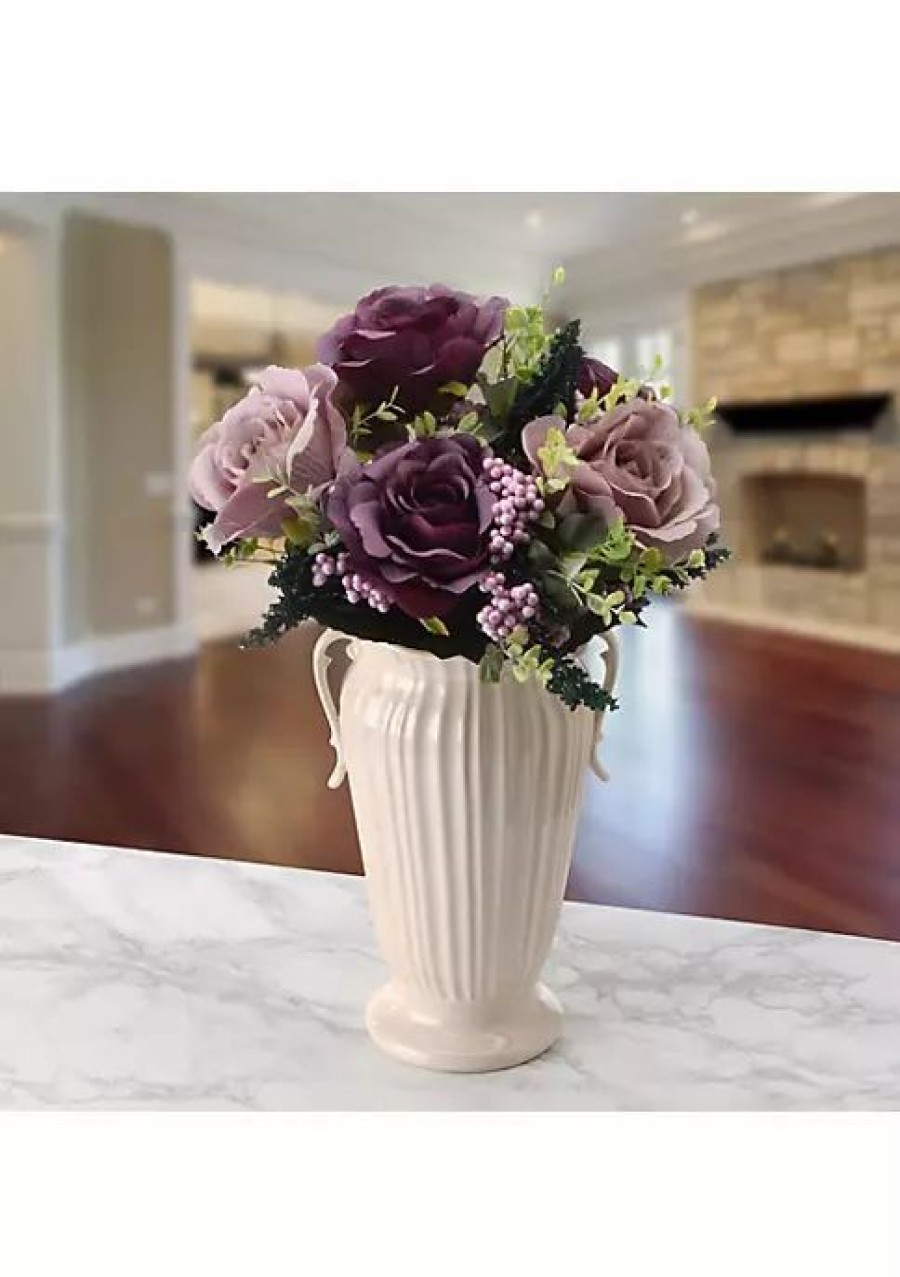 Home * | Outlet National Tree 19 Artificial Large Rose Flower Bouquet On Stick Purple