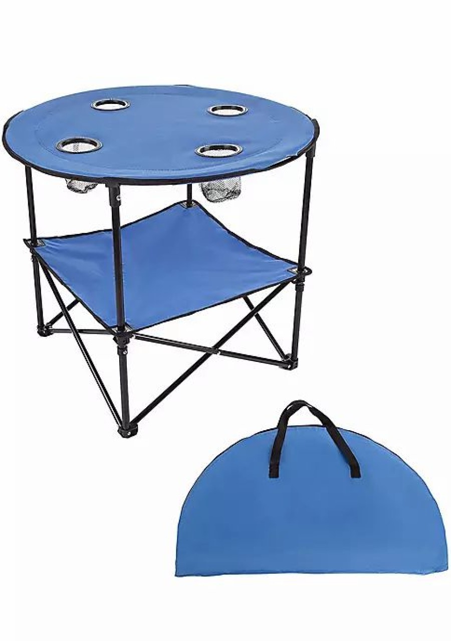 Home * | Brand New Lexi Home Durable Outdoor Picnic Folding Table And Folding Chairs 3 Pc Set Blue