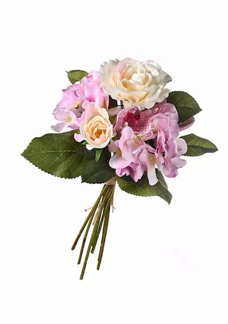 Home * | Outlet National Tree 12 Rose And Orchids Bundle Artificial Flower Bouquet Pink