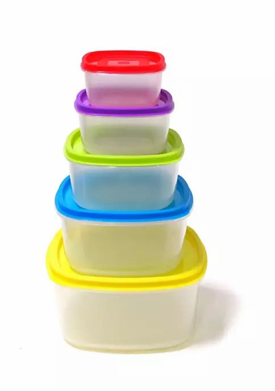 Home * | Cheap Lexi Home 10 Pc. Nested Square Plastic Food Storage Set With Color Lids Multi