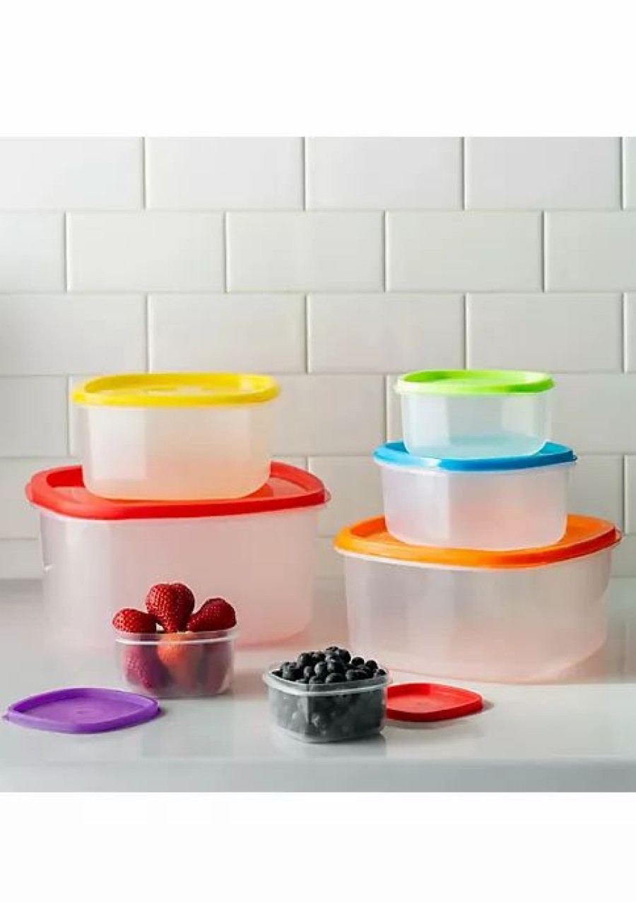 Home * | Cheap Lexi Home 10 Pc. Nested Square Plastic Food Storage Set With Color Lids Multi