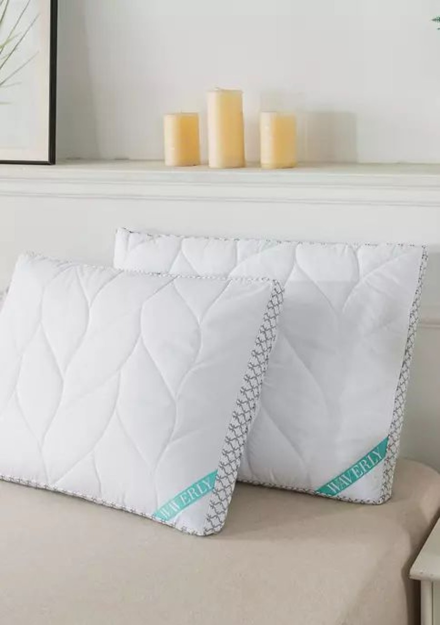 Bed & Bath * | Budget Waverly Antimicrobial Quilted Nano Feather Gusseted Pillow White