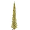 Trees * | Best Sale National Tree 9 Pencil Champagne Tinsel Artificial Christmas Tree Unlit Gold