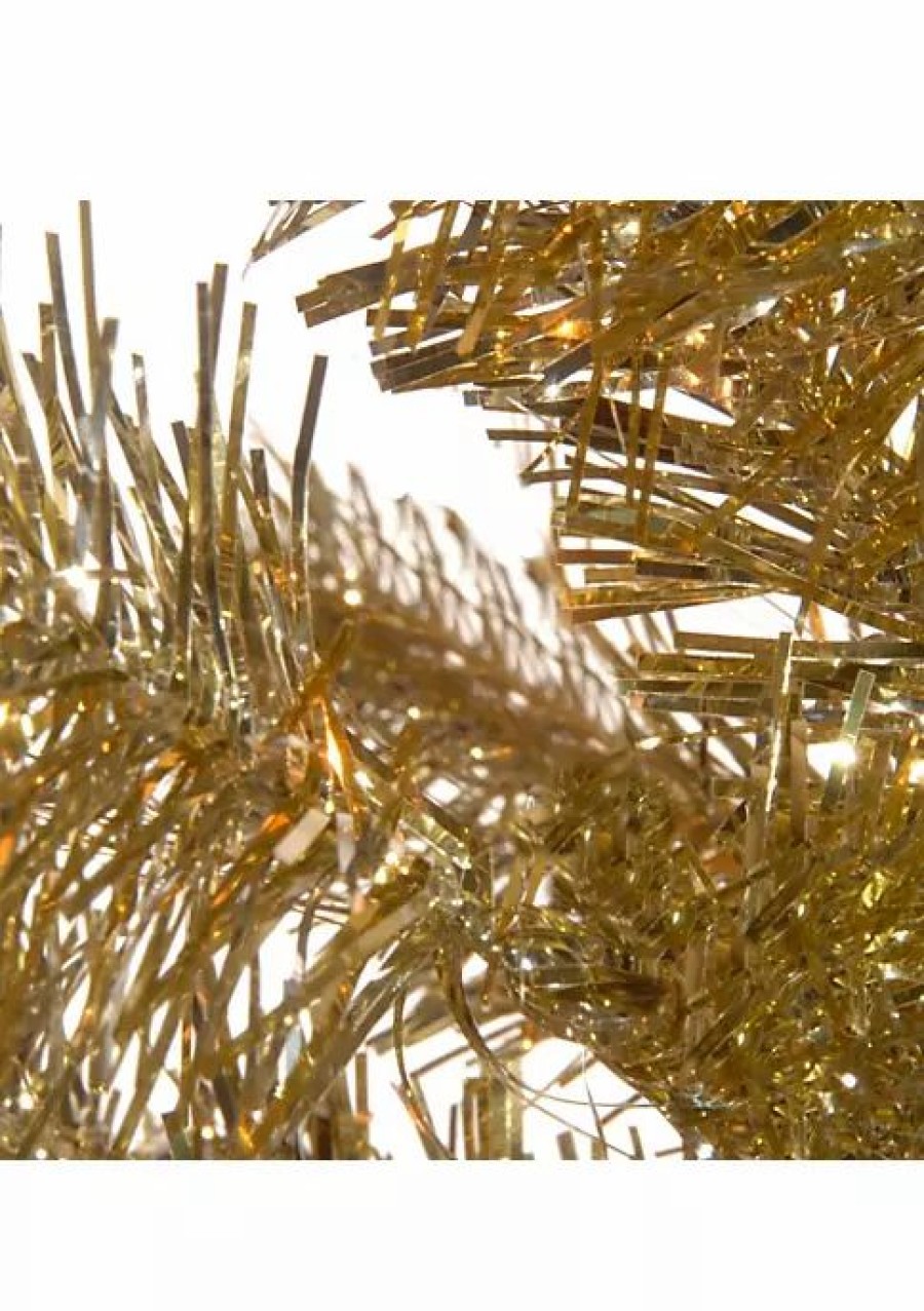 Trees * | Best Sale National Tree 9 Pencil Champagne Tinsel Artificial Christmas Tree Unlit Gold